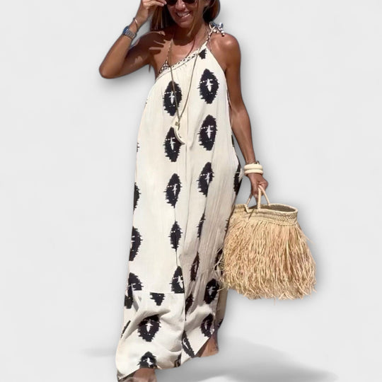 Ilana – One-Shoulder Maxi Dress with Holiday Flair