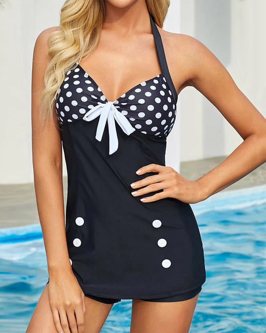 Anwen – Polka Dot Halter Swim Dress for Woman