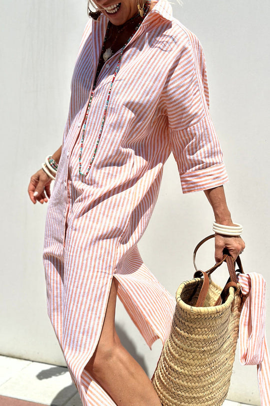 Rebecca – Striped Cotton Shirt Dress for Women