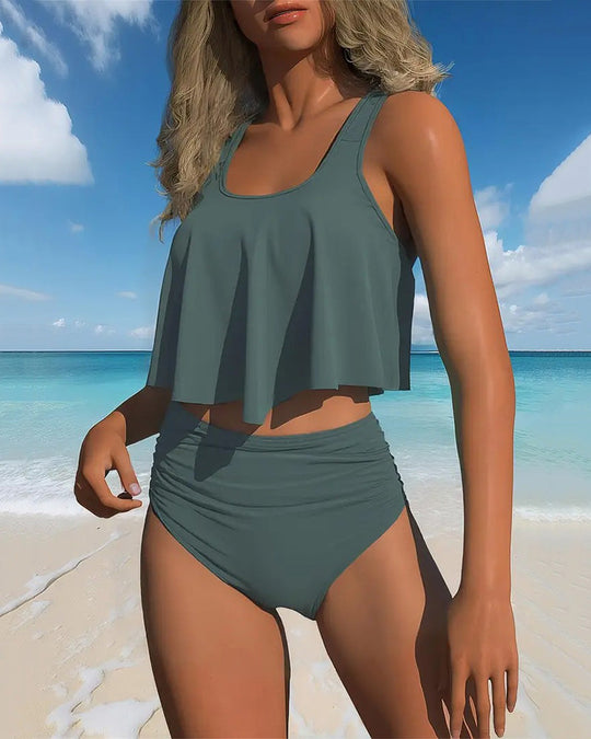 Agapa – Flowy Tankini Set with Ruched High-Waist Bottom