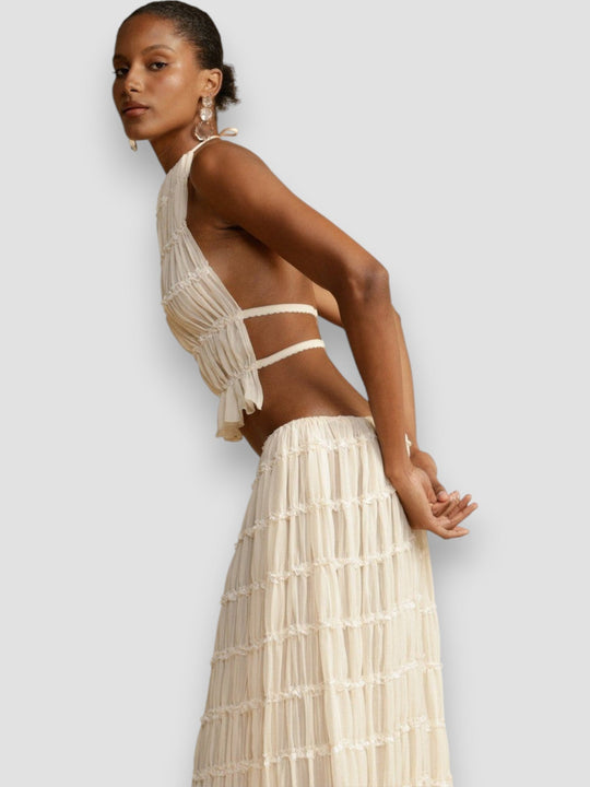 Mamie – Textured Two-Piece Maxi Set for Woman