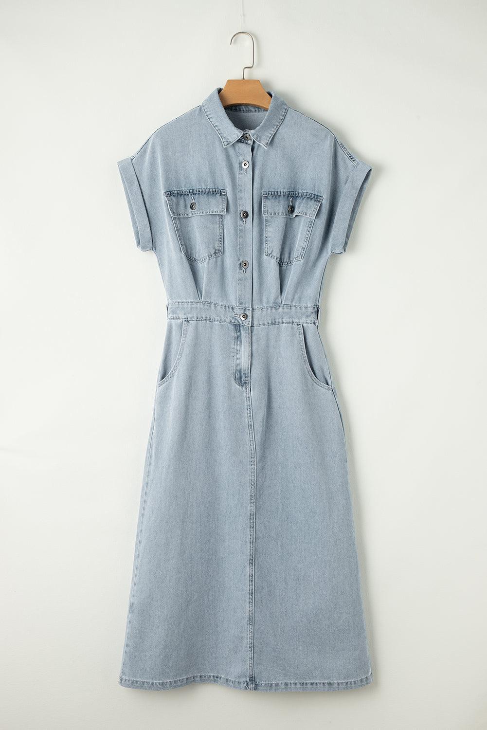 Arlisse – Cap Sleeve Belted Maxi Shirt Dress for Women