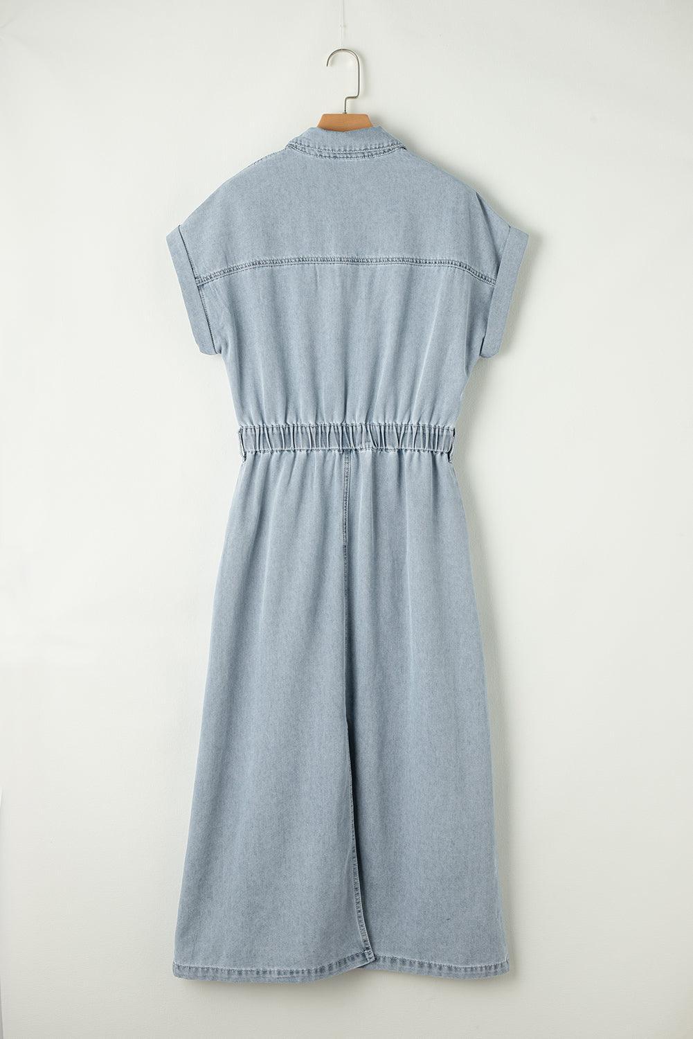 Arlisse – Cap Sleeve Belted Maxi Shirt Dress for Women