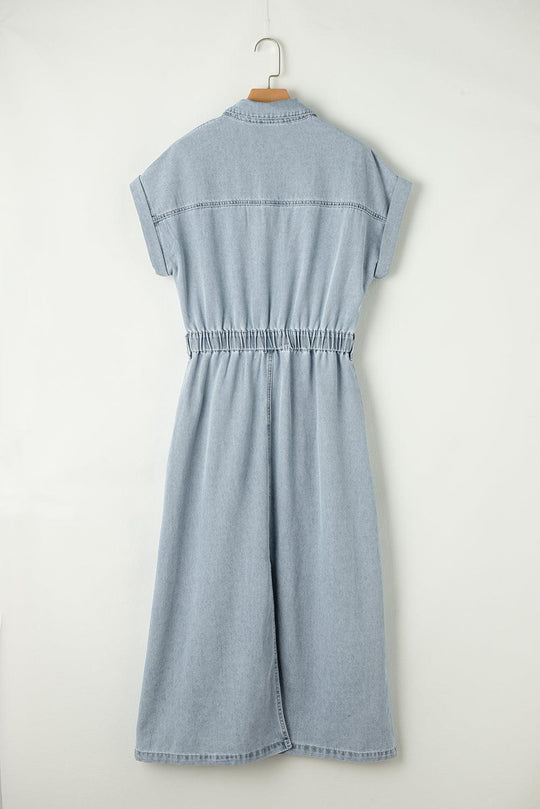 Arlisse – Cap Sleeve Belted Maxi Shirt Dress for Women