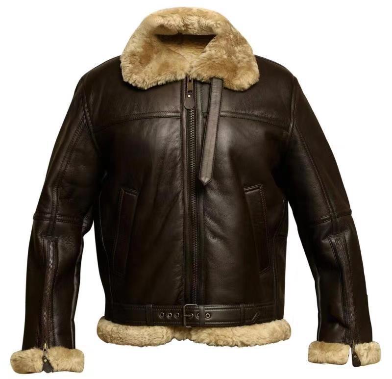 Junard – Shearling Lined Leather Aviator Jacket for Men