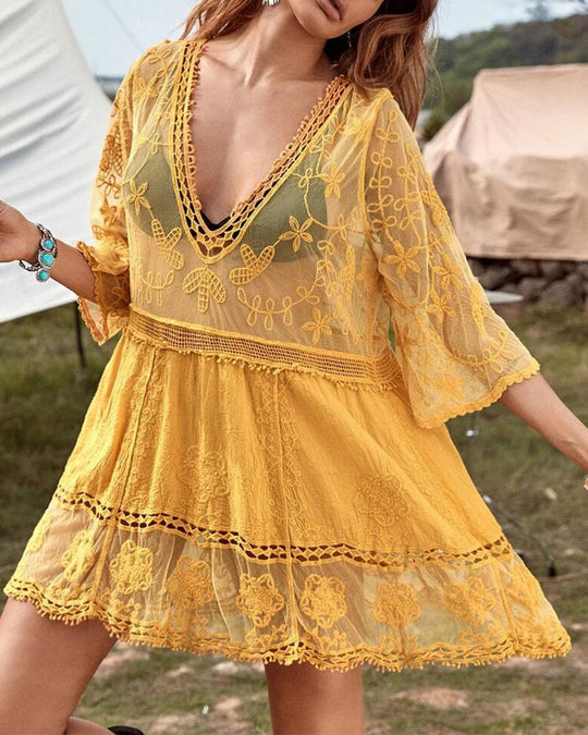 Zenaida – Embroidered Boho Mini Dress for Woman