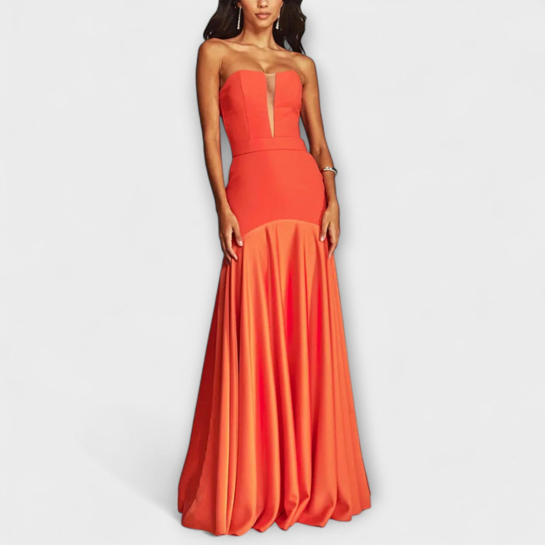 Vadena – Off-the-Shoulder Maxi Dress with V-Neck