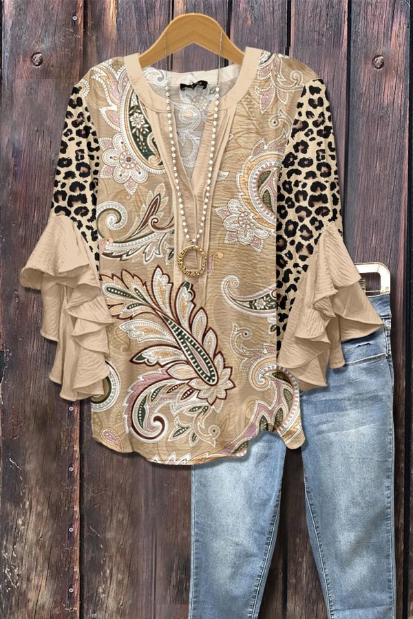 Zainab – Boho Paisley Ruffle Sleeve Blouse for Women