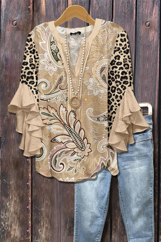Zainab – Boho Paisley Ruffle Sleeve Blouse for Women