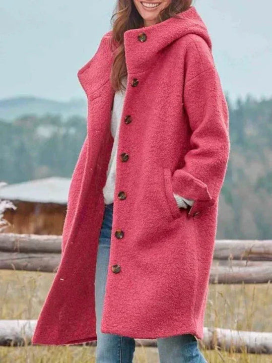 Alisse – Longline Button-Up Teddy Coat for Women