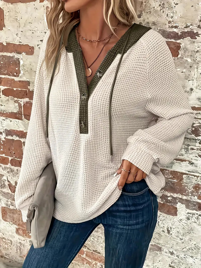 Ricarda – Button-Front Hooded Knit Sweater for Women