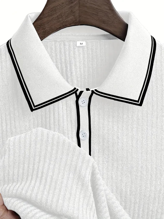Luca – Textured Ribbed Polo for Men