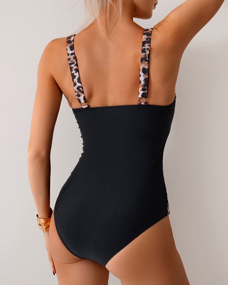 Alyona – Shaping One-Piece Swimsuit with Leopard Strap Detail