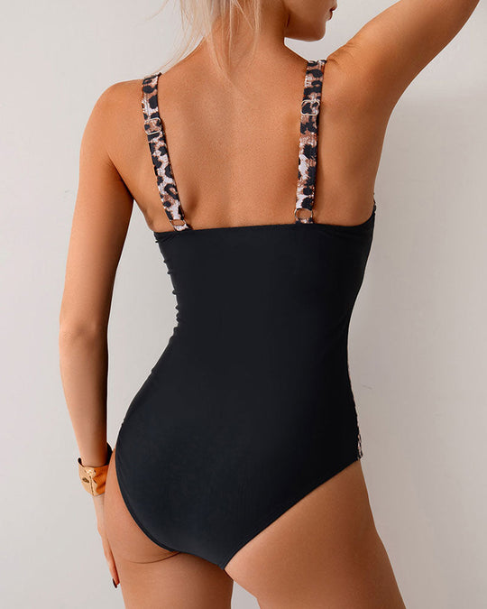 Alyona – Shaping One-Piece Swimsuit with Leopard Strap Detail