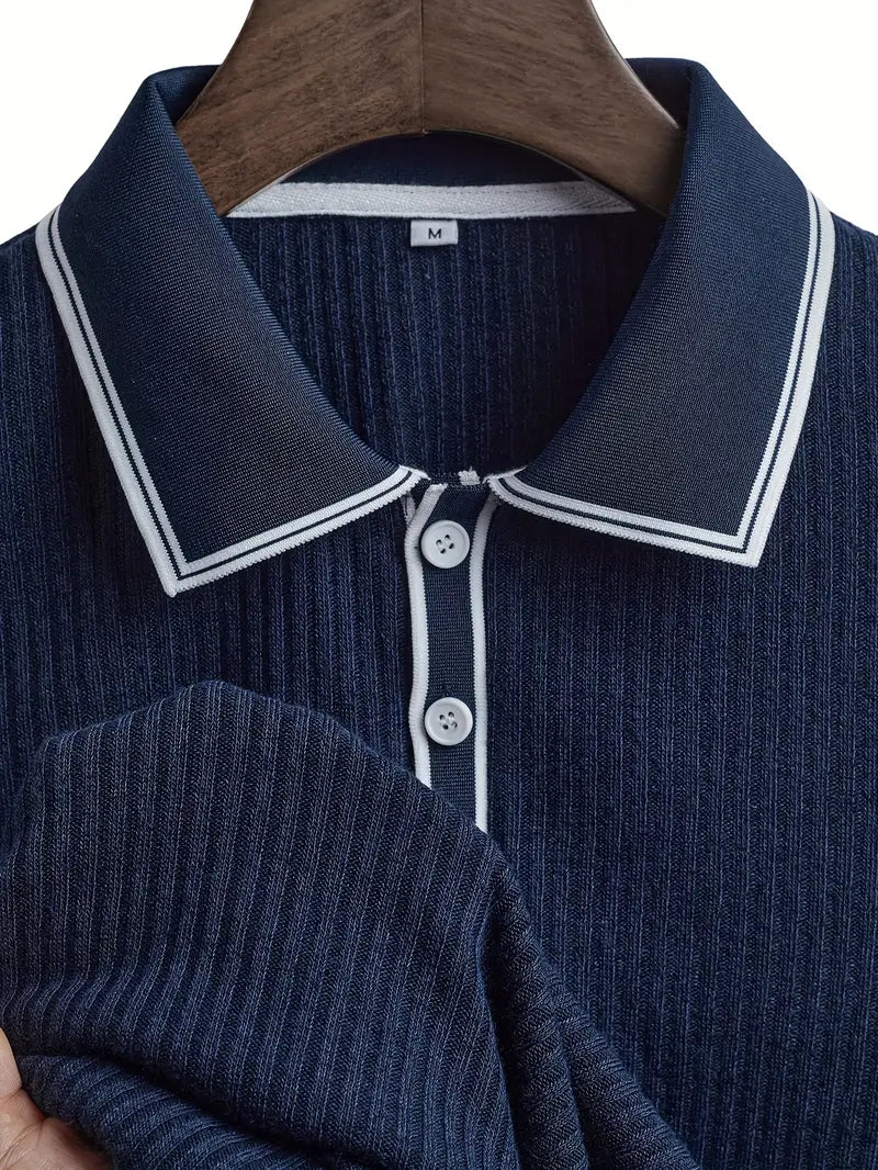 Luca – Textured Ribbed Polo for Men