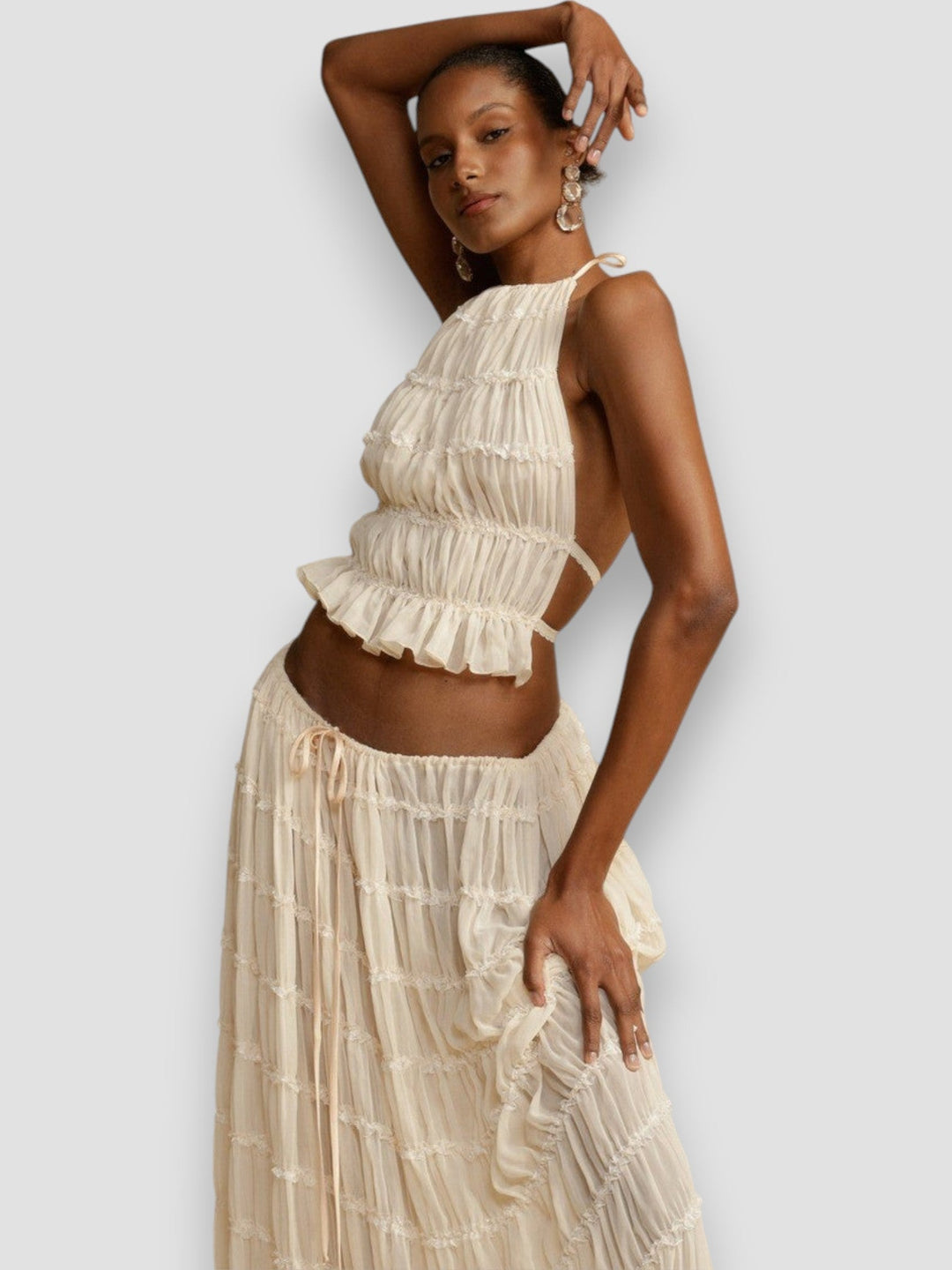 Mamie – Textured Two-Piece Maxi Set for Woman