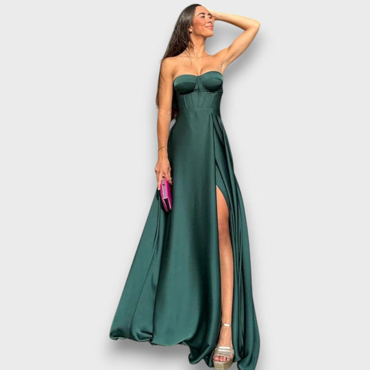 Victoria – Long Dress with Back Lacing and Slit