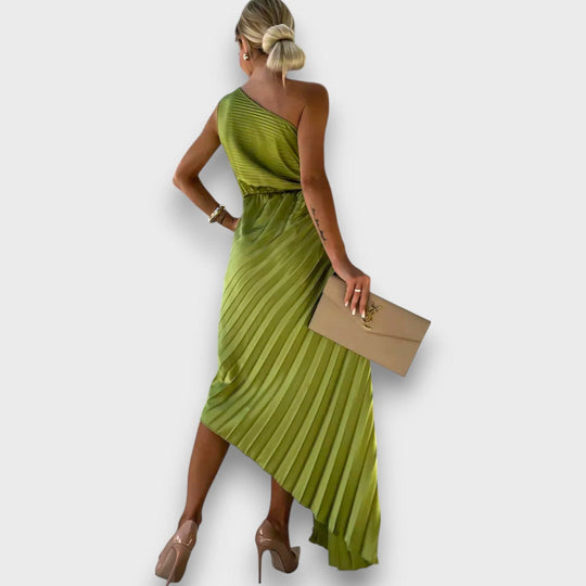 Lunelle – Asymmetrical Dress with Rose Detail