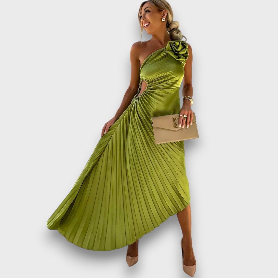 Lunelle – Asymmetrical Dress with Rose Detail
