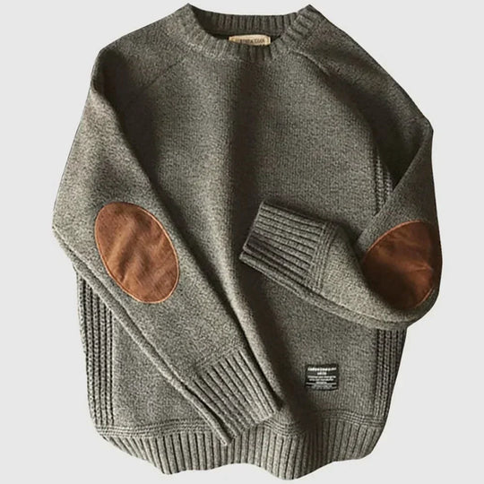 Gregory – Classic Elbow Patch Knit Sweater for Men