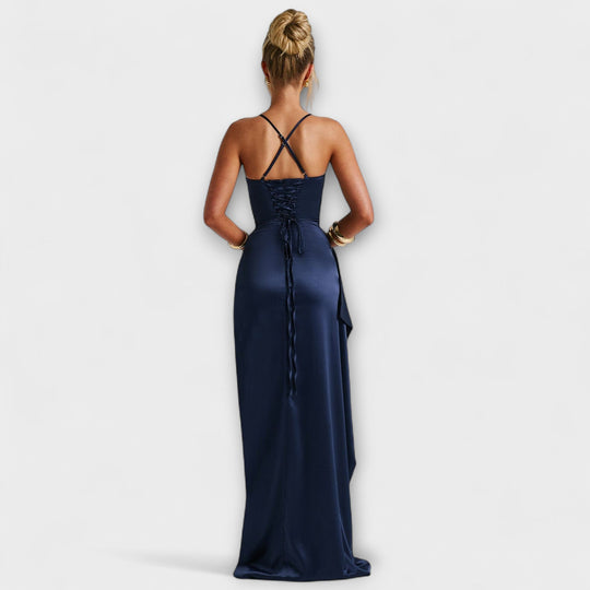 Krielle – Marine Blue Maxi Dress with Slit