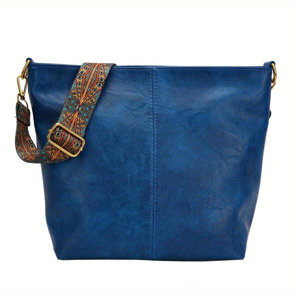 Varelia – Leather Shoulder Bag with Patterned Strap for Women