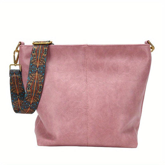Varelia – Leather Shoulder Bag with Patterned Strap for Women