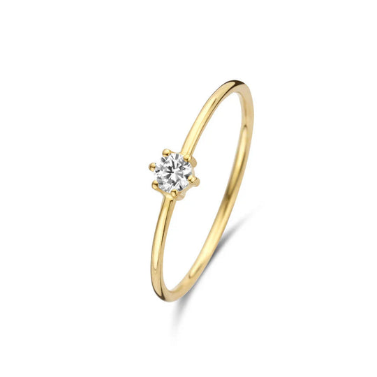 Shelley – Gold Solitaire Floral Ring for Women