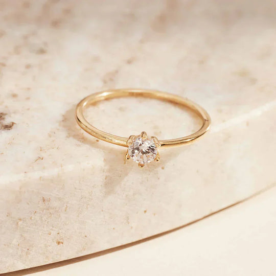 Shelley – Gold Solitaire Floral Ring for Women