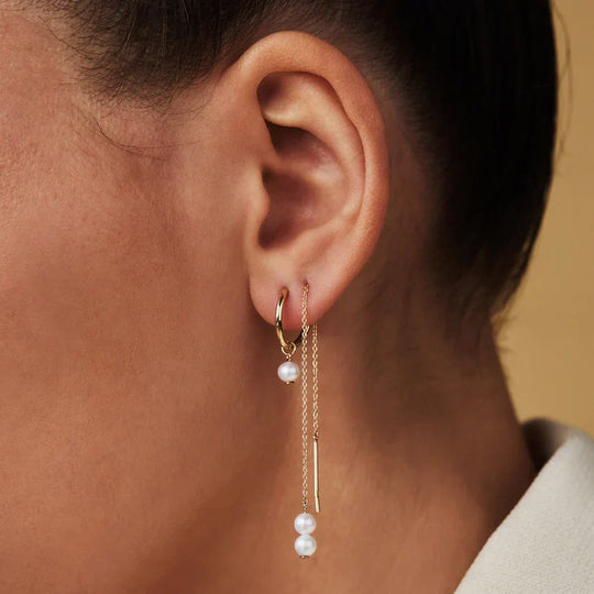 Conchata – Gold Hoop Earrings with Pearl Drop