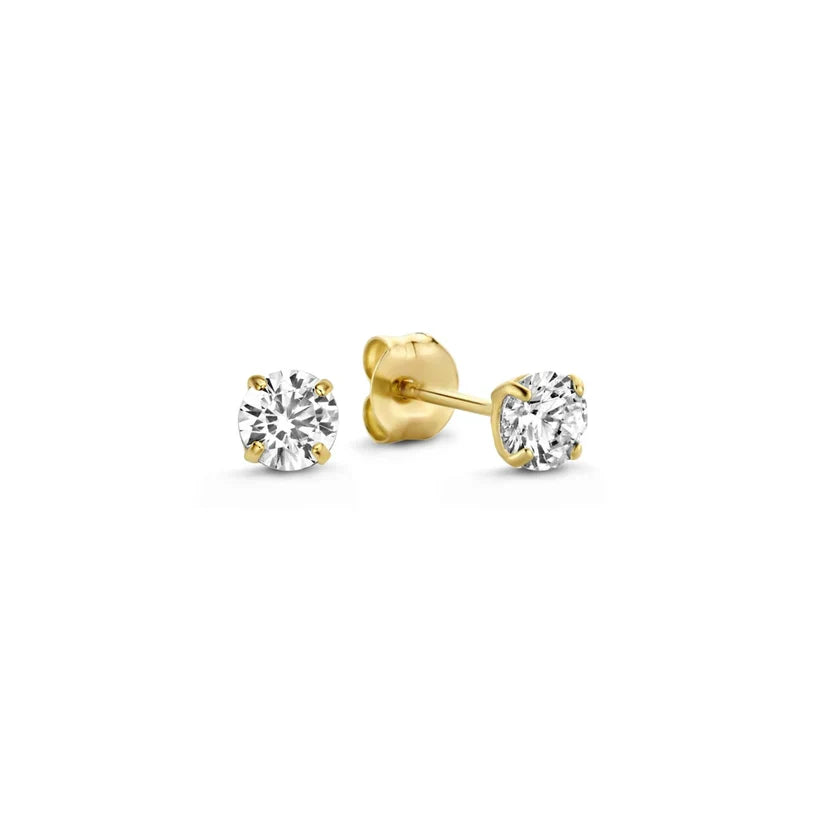 Hillary– Gold Hoop & Solitaire Stud Earring Set for Women