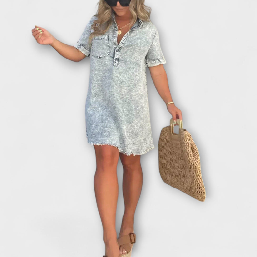 Delfie – Denim Shirt Dress in Relaxed Fit