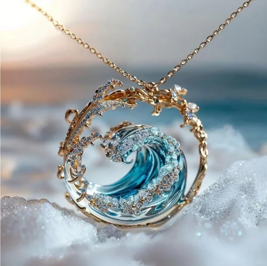 Lenn – Golden Wave Pendant Necklace