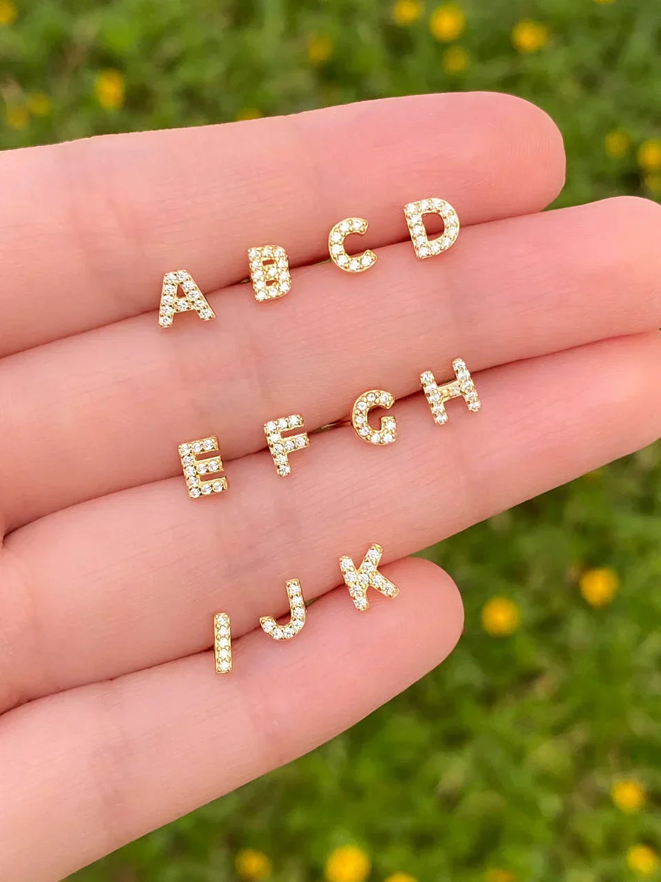 Nathalia – Gold Initial Stud Earrings for Women