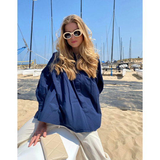 Angeline – Oversized Cotton Button-Down Shirt for Women