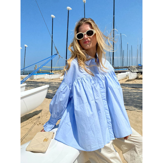 Angeline – Oversized Cotton Button-Down Shirt for Women