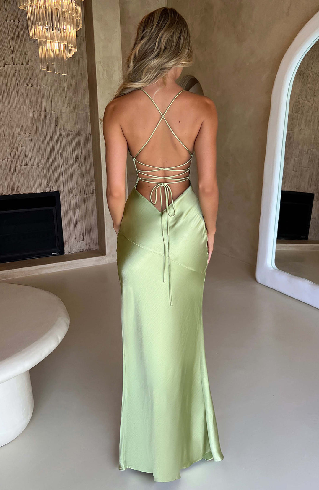 Orlina – Satin Cross-Back Slit Gown for Women