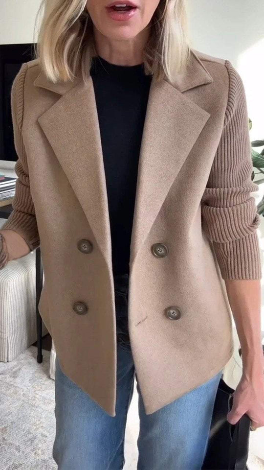 Joelle – Double-Breasted Knit Sleeve Blazer for Women