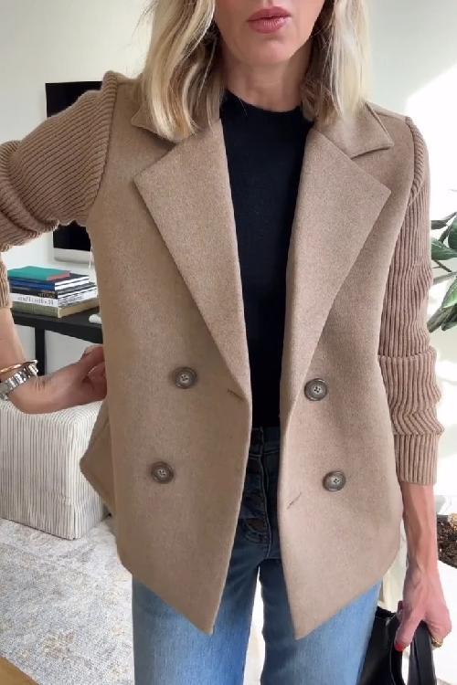 Joelle – Double-Breasted Knit Sleeve Blazer for Women