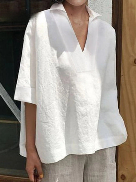 Lauren – Minimalist V-Neck Tunic Top