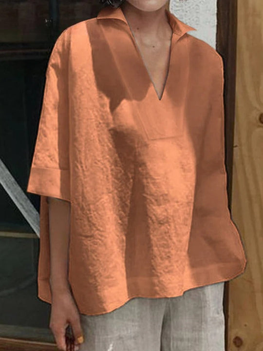 Lauren – Minimalist V-Neck Tunic Top