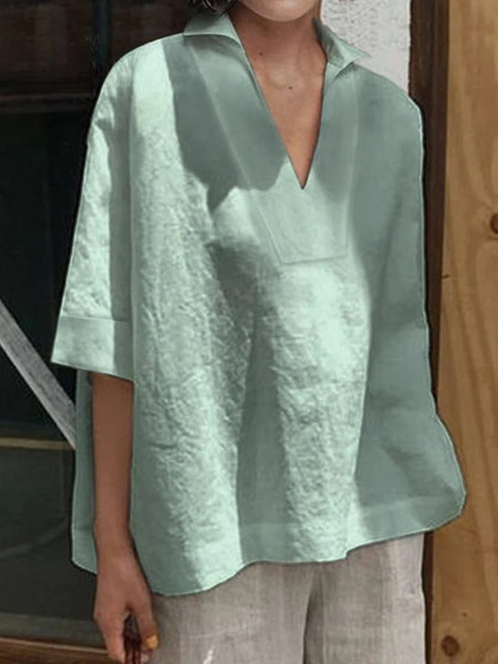 Lauren – Minimalist V-Neck Tunic Top
