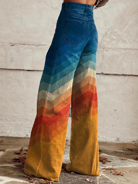 Solvia – Retro Wide-Leg Gradient Denim