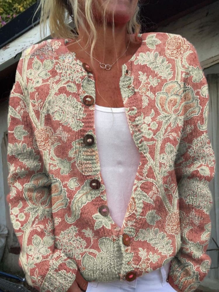 Orvienne – Daisy Print Button Cardigan