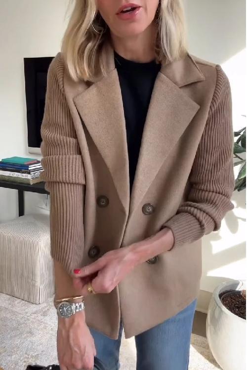 Joelle – Double-Breasted Knit Sleeve Blazer for Women