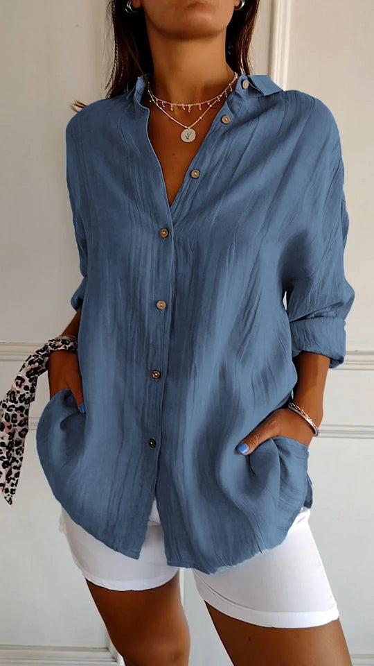 Pegeen – Button-Up Linen Blouse for Women