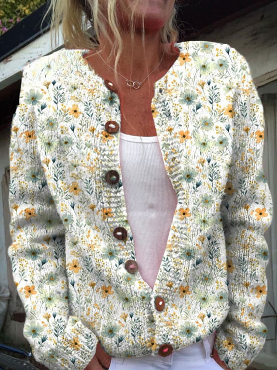 Orvienne – Daisy Print Button Cardigan