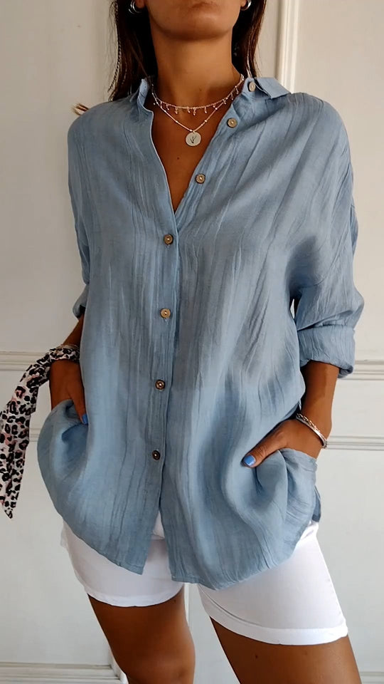 Pegeen – Button-Up Linen Blouse for Women