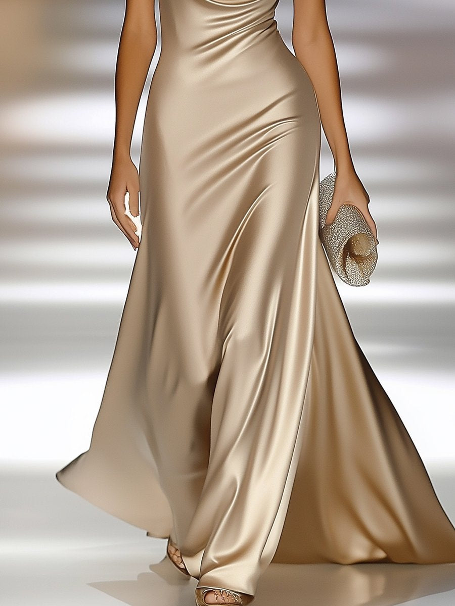 Bridger – Liquid Satin Cowl Neck Gown