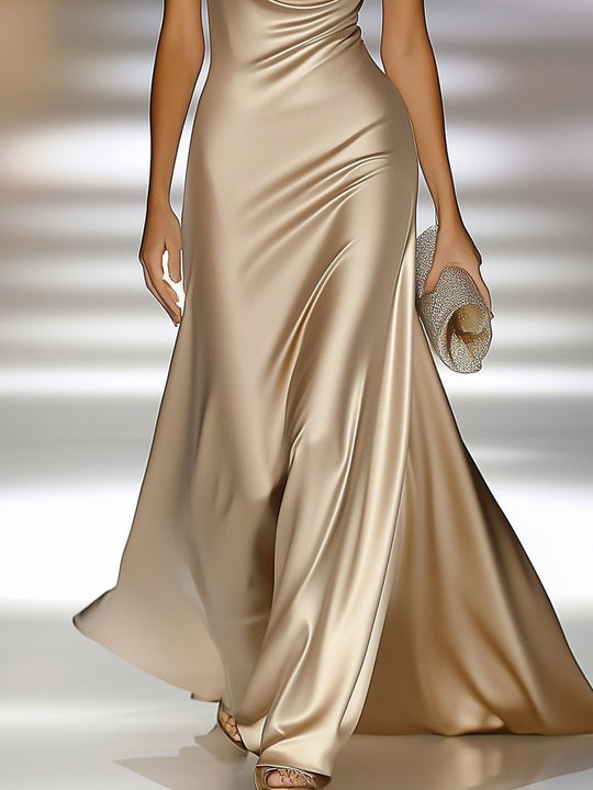 Bridger – Liquid Satin Cowl Neck Gown